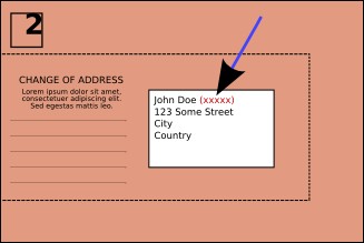 An illustration of AES mailing envelopes showing the location of your membership number (indicated by an arrow)